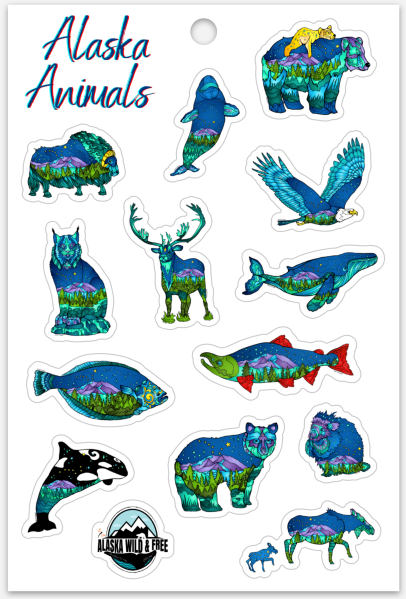 Sticker Sheet - Alaska Animals – Alaska Wild & Free