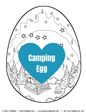 Color: Easter Eggs - Camping Coloring Page
