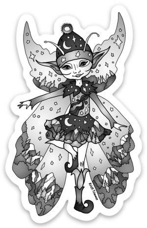 Fairy - Black & White Fairy Sticker