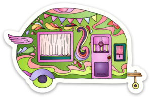 Camper - Pink & Green Vintage Camper Magnet