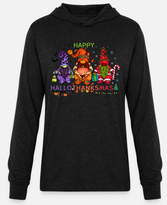 Hoodie - Long Sleeve Hoodie Shirt - Happy HalloThanksMas