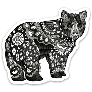 Bear - Black Bear - Black & White Sticker