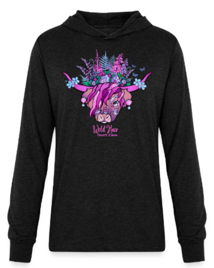 Hoodie - Long Sleeve Hoodie Shirt - Cow + Wild Hair