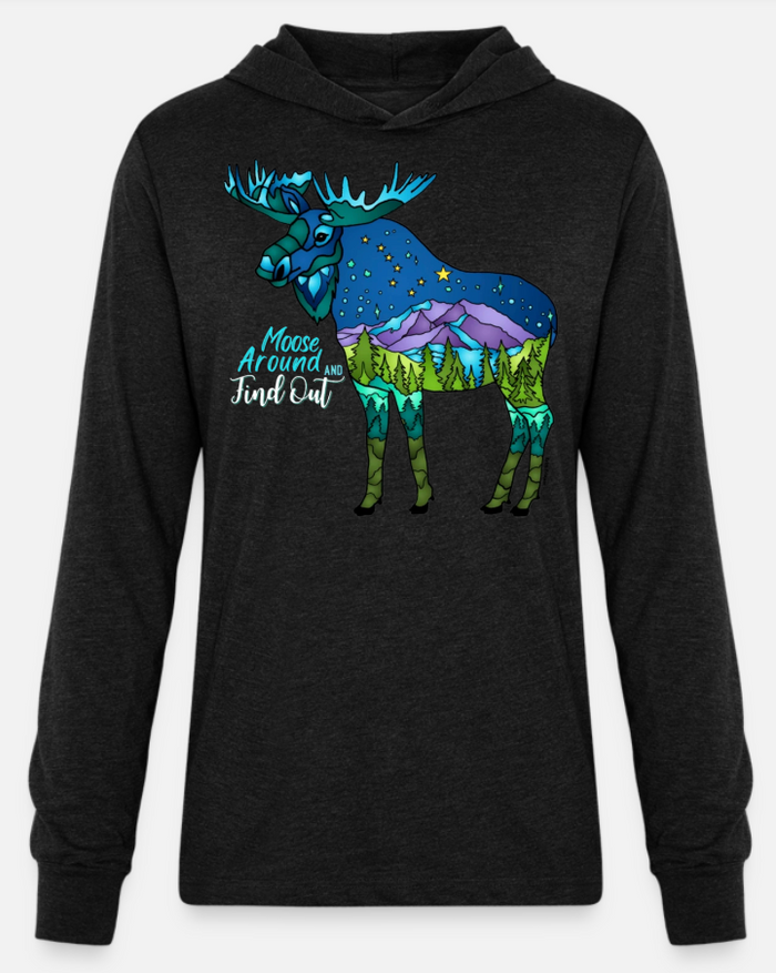 Hoodie - Long Sleeve TriBlend Hooded Shirt + Moose Around