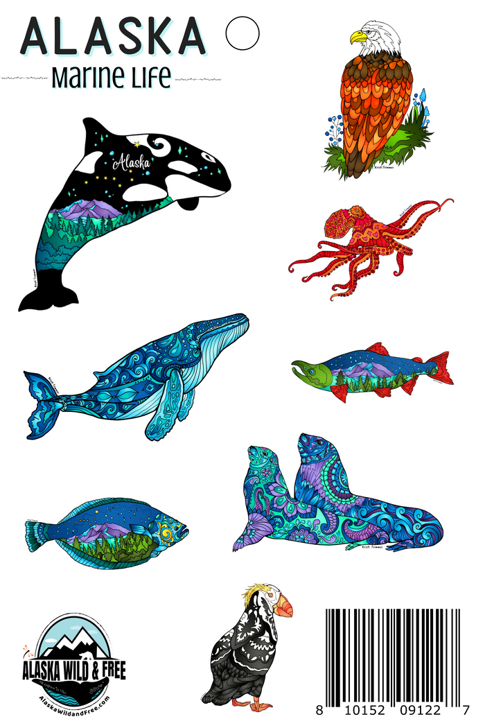 Sticker Sheet - Alaska Marine Life