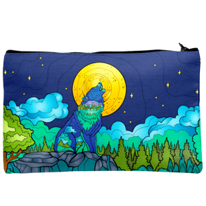 Linen Bag - Wolf Howling at the Moon