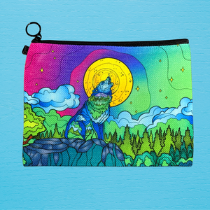 Linen Bag - Wolf Howling at the Moon