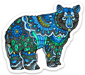 Bear - Black Bear - Black & Blue Sticker