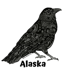 Bird - Raven - Black + Alaska Sticker