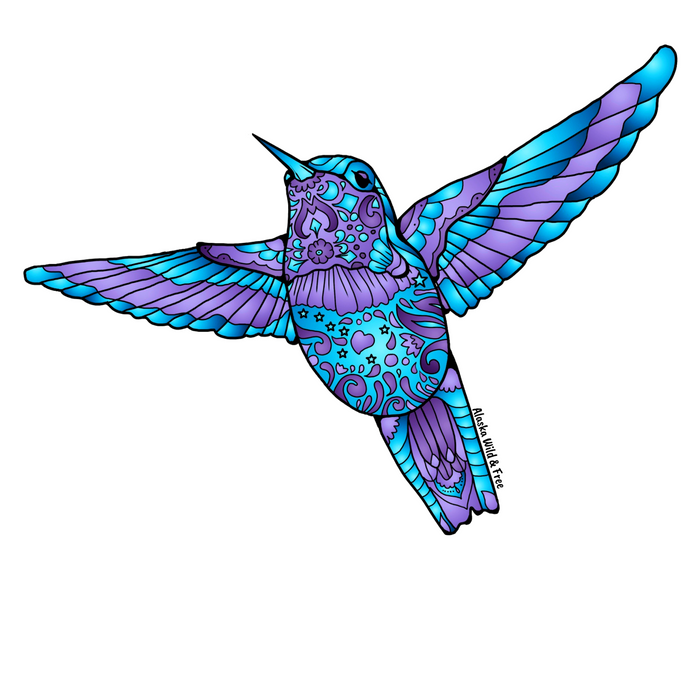 Bird - Blue & Purple Hummingbird Sticker