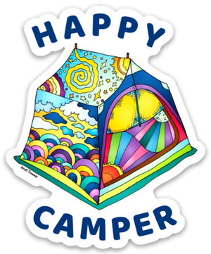Camping - Happy Camper Tent Sticker