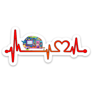 Camping - Heartbeat Camper Sticker