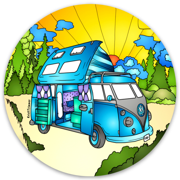 Camping - VW Camper Circle Sticker