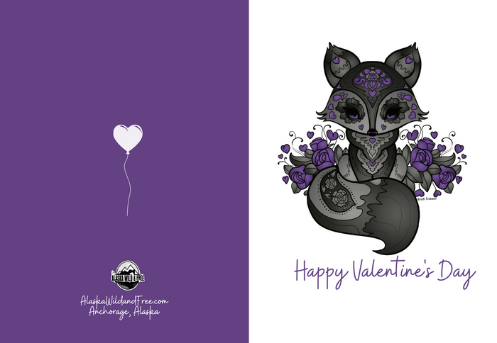 Greeting Card - Black Fox - Happy Valentine's Day
