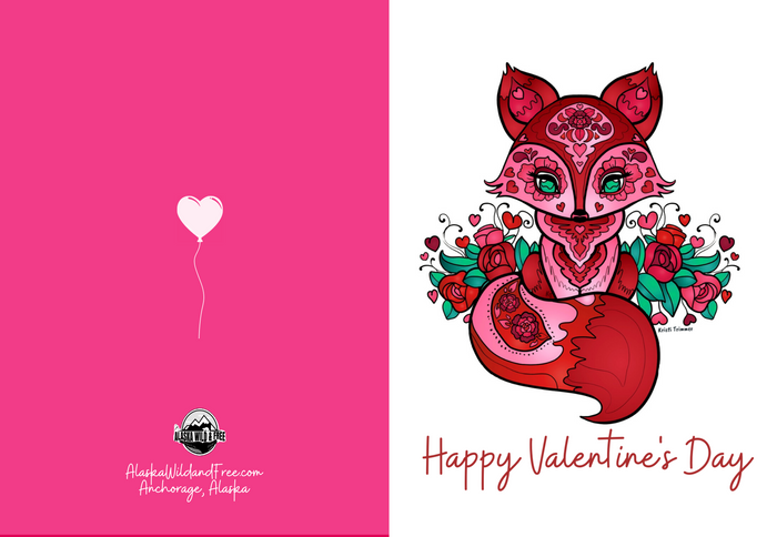 Greeting Card - Pink Fox - Happy Valentine's Day