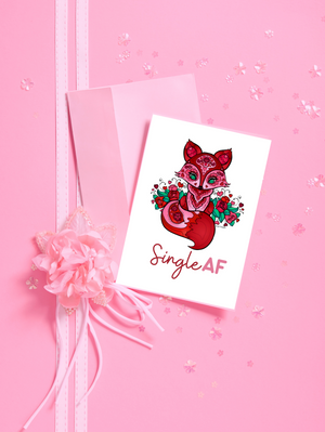 Greeting Card - Pink Fox - Single AF