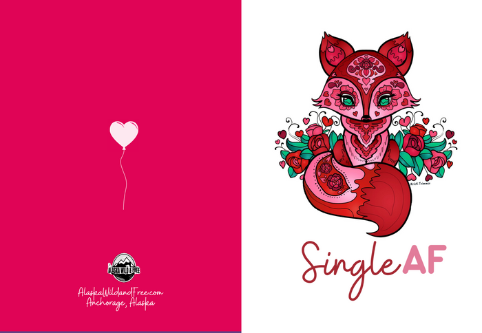 Greeting Card - Pink Fox - Single AF