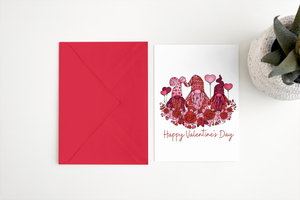 Greeting Card - 3 Gnomes - Happy Valentine's Day