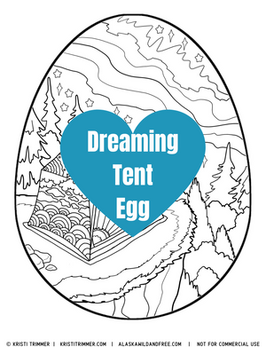 Color: Easter Eggs - Dreaming Tent Camping Coloring Page
