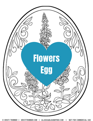 Color: Easter Eggs - Flowers Coloring Page