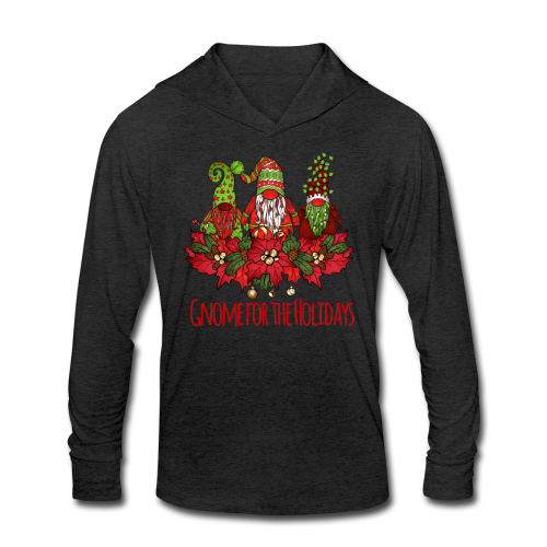Hoodie - Long Sleeve TriBlend Hooded Shirt - Gnome for the Holidays