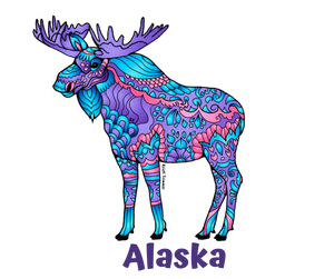 Moose - Majestic Pink + Purple Moose + Alaska Sticker