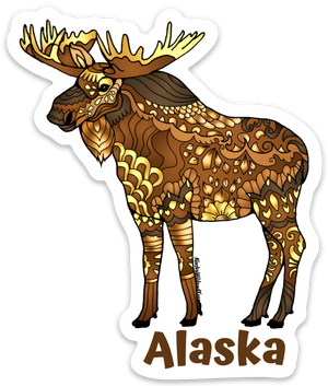 Moose - Majestic Brown Moose + Alaska Sticker