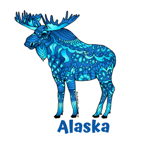 Moose - Majestic Blue Moose + Alaska Magnet