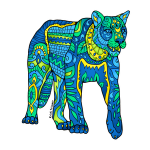 Lion - Mountain Lion - Blue Sticker
