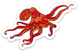 Octopus - Red & Orange Sticker