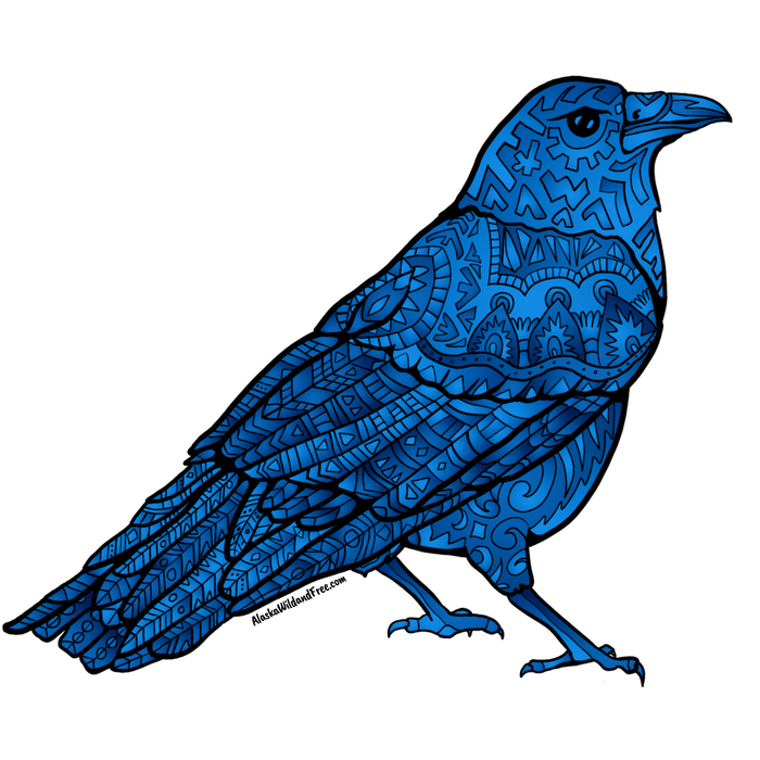 Bird - Royal Blue Raven Magnet