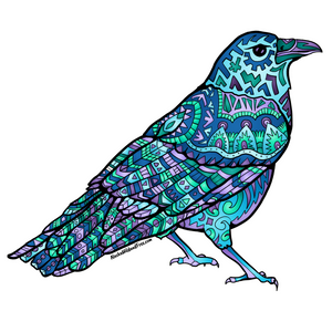 Bird - Blue & Purple Raven Magnet