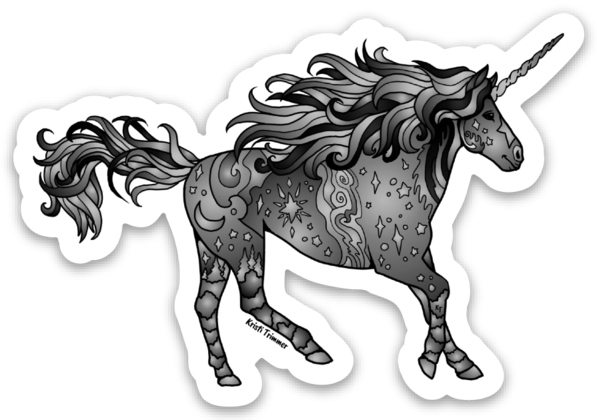Unicorn - Black Sticker