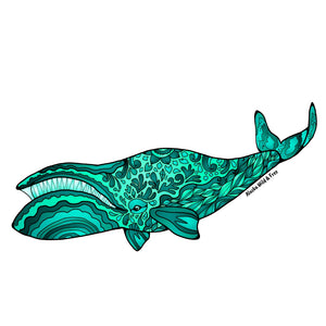 Whale - Teal Green Bowhead Whale Sticker
