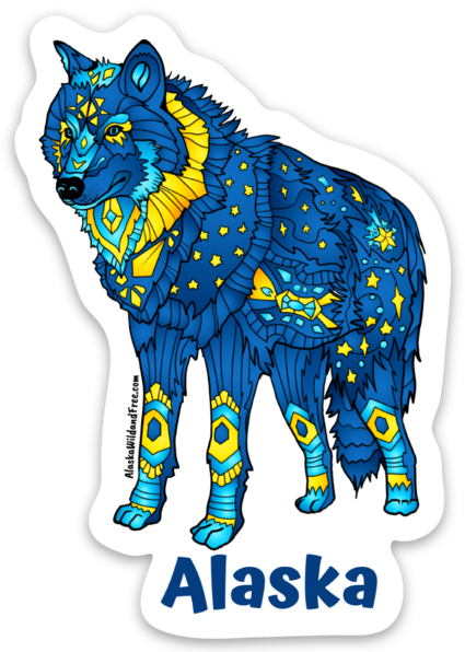 Wolf - Blue - Alaska Sticker